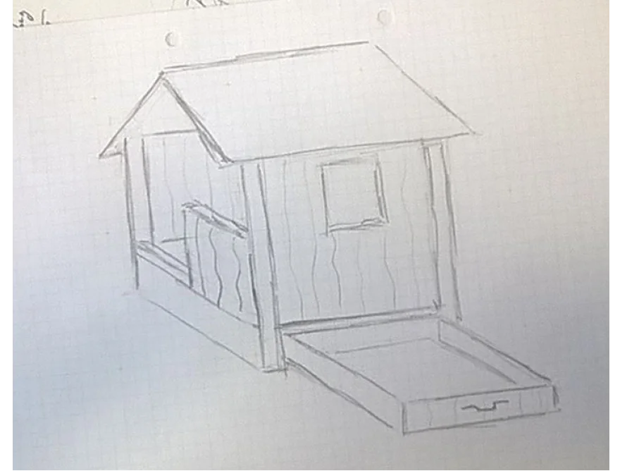Spielhaus mit ausziehbarem Sandkasten