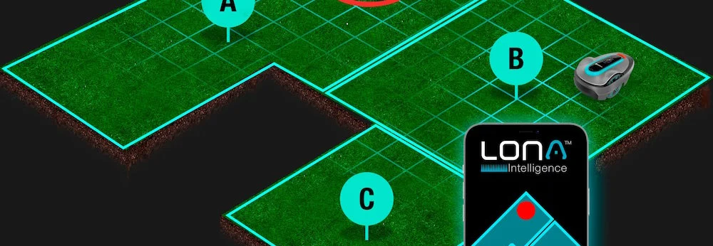 Smartphone steuert Rasenmähroboter in drei Zonen
