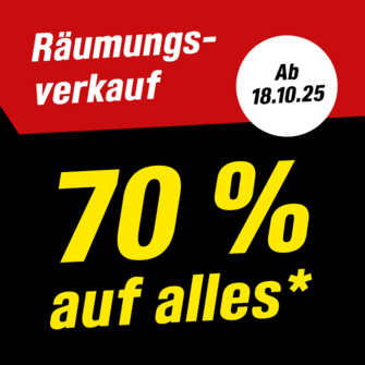 Räumungsverkauf mit 70 Prozent auf alles.