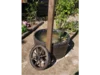 Wassertonne mit Wagenrad