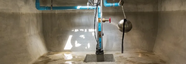 Leere Zisterne mit Rohren