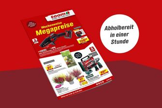 Ein Werbeprospekt eines Baumarkts mit Angeboten für Werkzeug und Pflanzen.