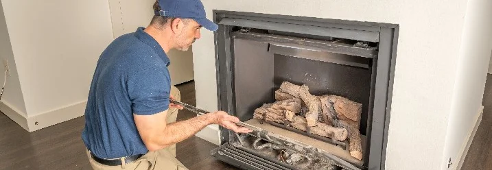 Person repariert einen Kamin