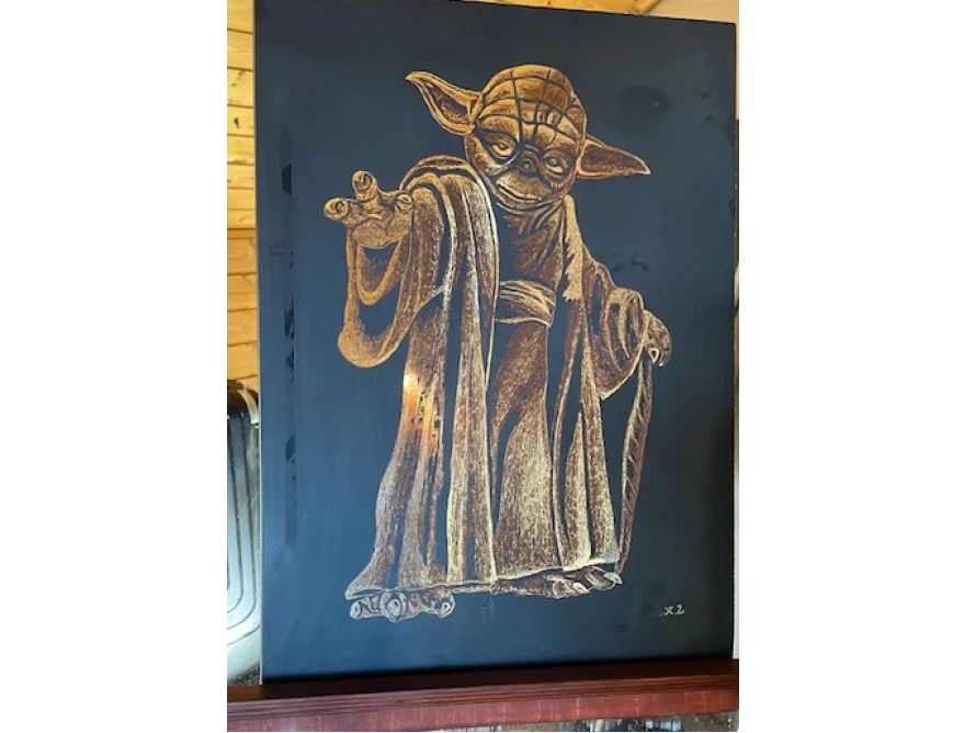 Yoda mit einem Gehstock