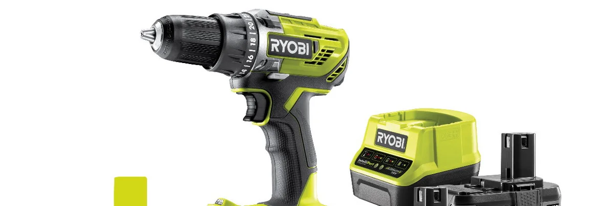 grüner Akkuschrauber mit Ladestation und zwei Akkus