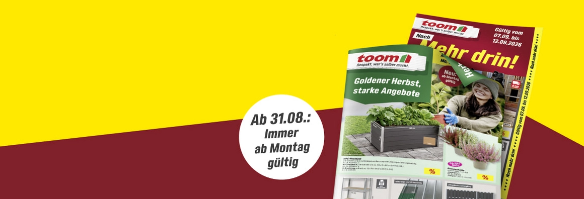 Angebots-Prospekte eines Baumarkts mit Herbst-Thema.