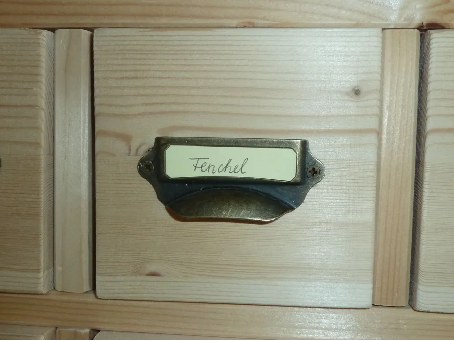 Holz Schublade mit Beschriftung Fenchel