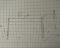 Handgezeichnete Skizze eines Gartenhaus-Grundgerüsts