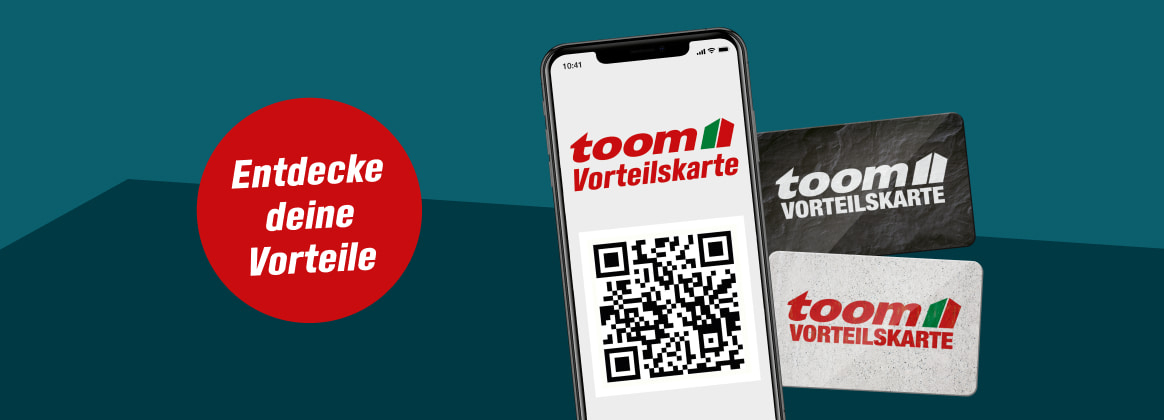 Smartphone mit QR-Code und der toom Vorteilskarte