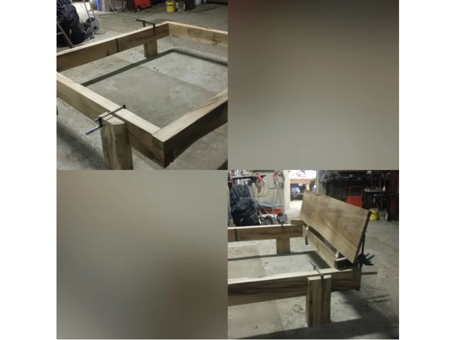 Holzbettgestell mit Zwingen