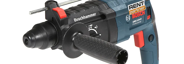 Blauer Bohrhammer mit schwarzem Griff