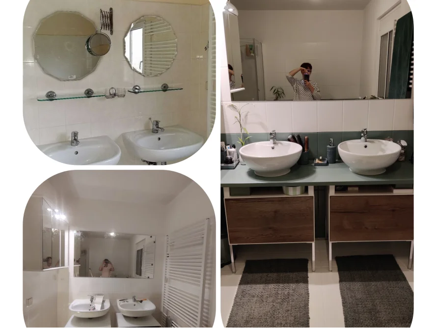 Vorher-Nachher-Bilder einer Badrenovierung