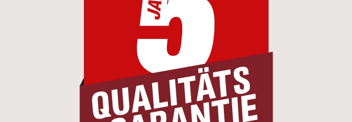 Logo für eine 5-jährige Qualitätsgarantie.
