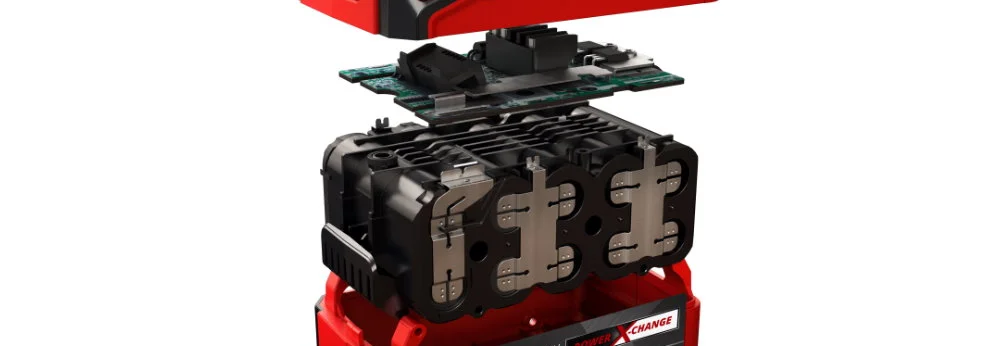 Explosionszeichnung eines Akkus