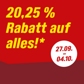 Anzeige mit 20,25 % Rabatt auf alles vom 27.09. bis 04.10.