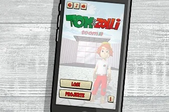 Mobile Spiel mit Figur auf dem Bildschirm