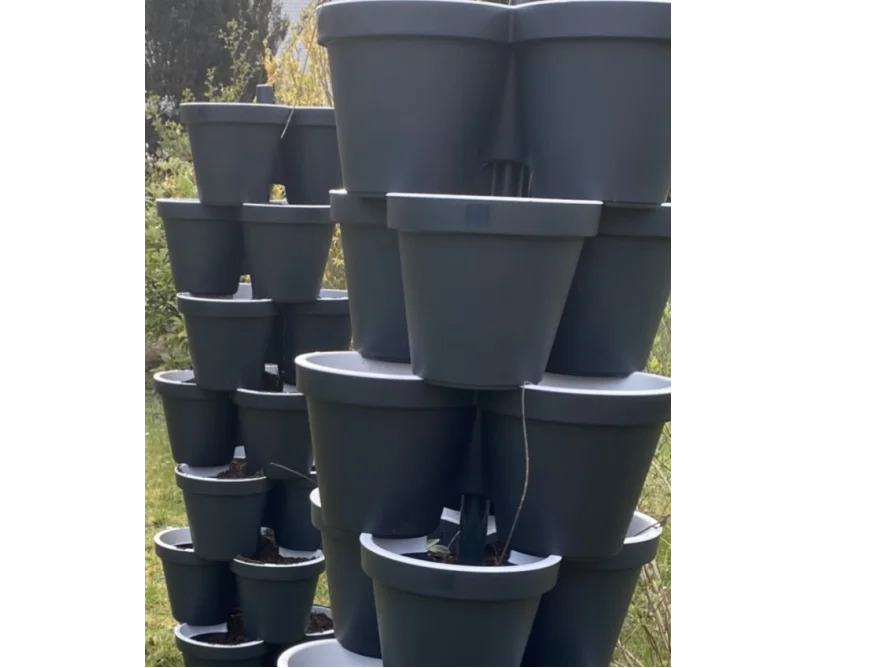 Vertikales System mit Blumentöpfen