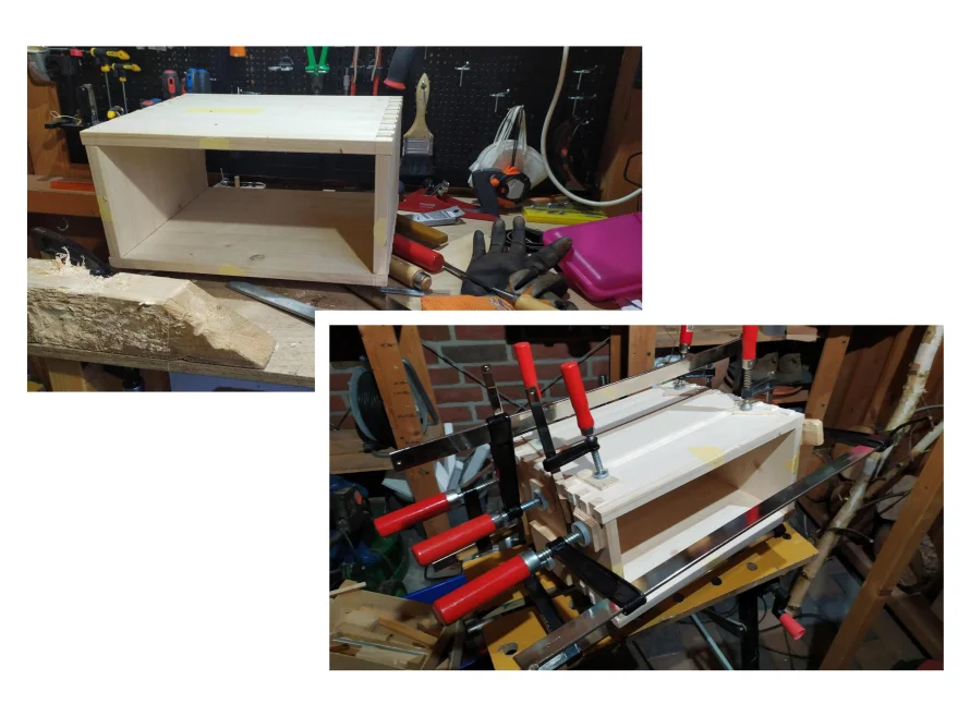 Holzkonstruktion mit Schraubzwingen