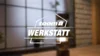 toom Werkstatt Logo mit unscharfer Leuchte im Hintergrund