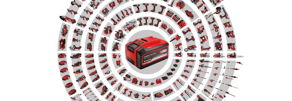 Viele verschiedene Akkugeräte um einen Akku