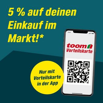 Grafische Darstellung eines Smartphones mit einer digitalen Vorteilskarte für 5% Rabatt.