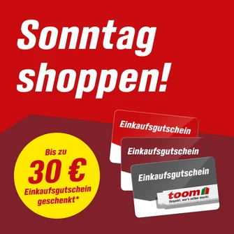 Sonntag shoppen - Bis zu 30€ Einkaufgutschein sichern!*