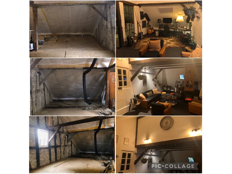 Dachausbau: Vorher-Nachher-Collage
