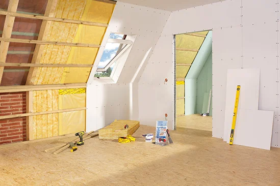 Dachgeschoss mit Dämmung und Trockenbau