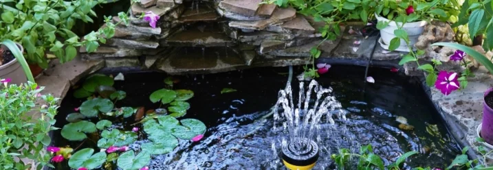 Gartenteich mit Springbrunnen