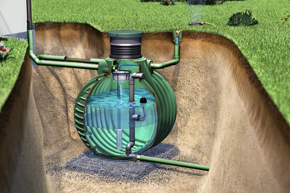 Regenwasserspeicher im Querschnitt