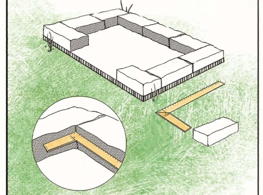 Rechteckiges Fundament aus Steinen
