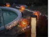 Whirlpool mit Lichtern im Dunkeln