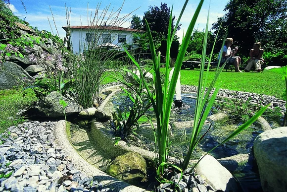 Gartenteich mit Springbrunnen