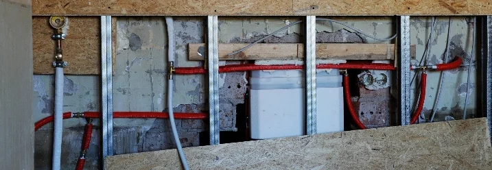 Rohrleitungen in einer Wand