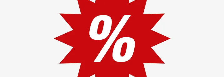 Roter Stern mit Prozentzeichen