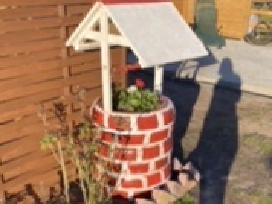 Dekorativer Blumentopf als Brunnen