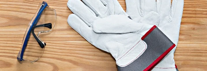 Handschuhe und Schutzbrille