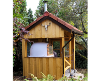 Holzofen in Gartenhütte