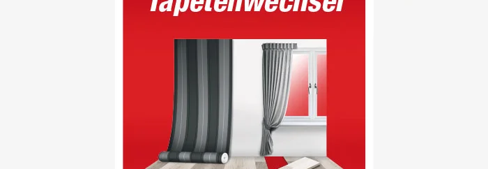 Zimmer mit neuer Tapete an der Wand.