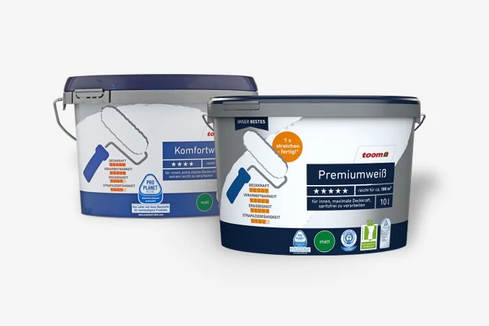 Zwei weiße Farbeimer