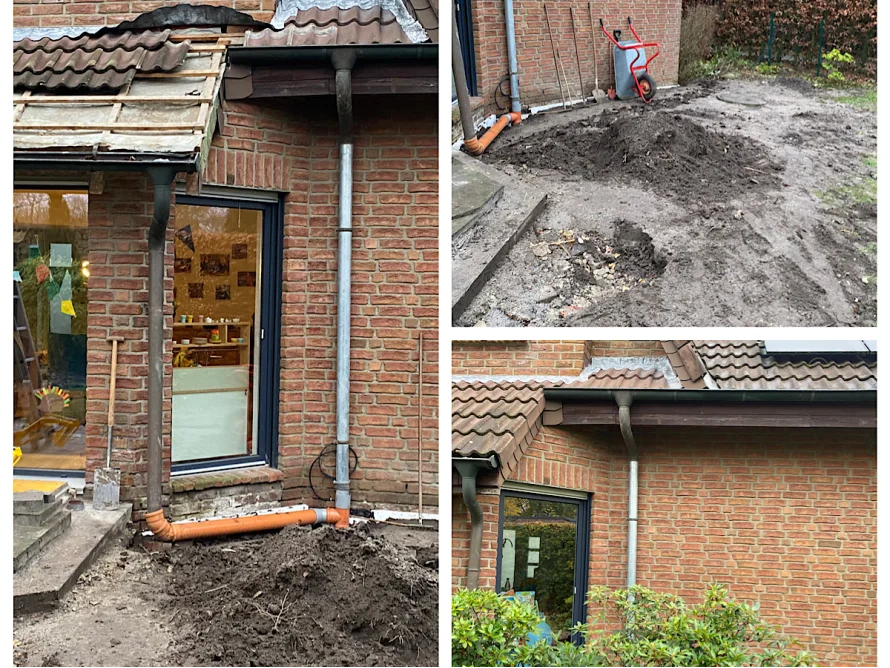 Rohrverlegung an einem Haus
