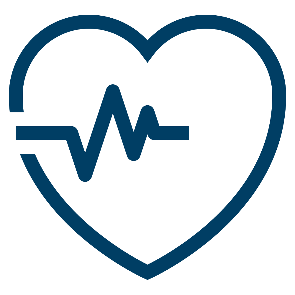 Blaues Herz mit EKG-Linie