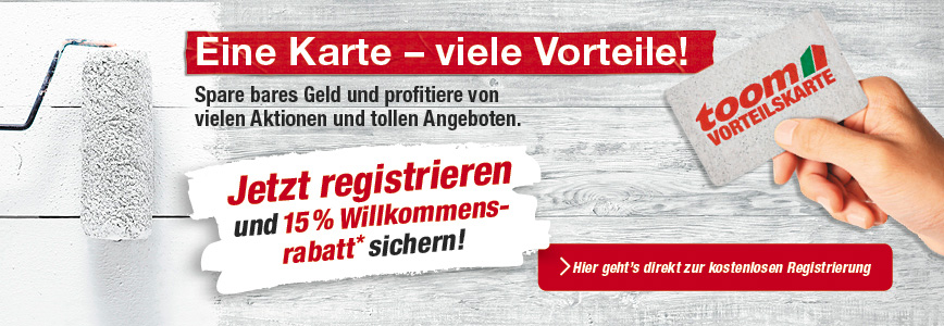 toom karte Bis zu 15 % Willkommensrabatt mit der Vorteilskarte | toom Baumarkt