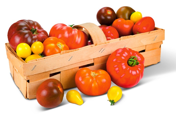 Ein Korb voller Obst und Gemüse