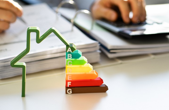 Haus mit Energieeffizienzklassen