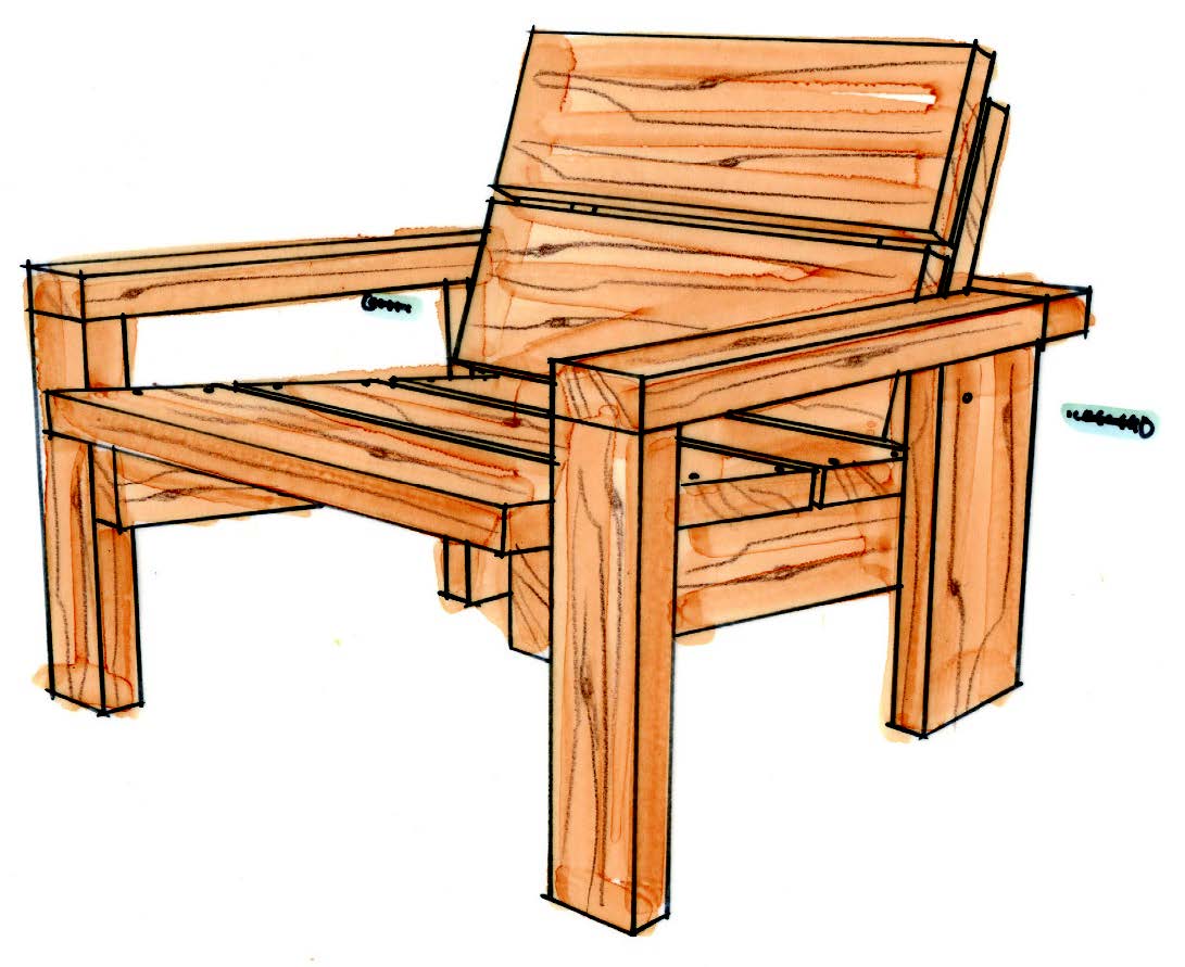 Zeichnung eines Holzsessels