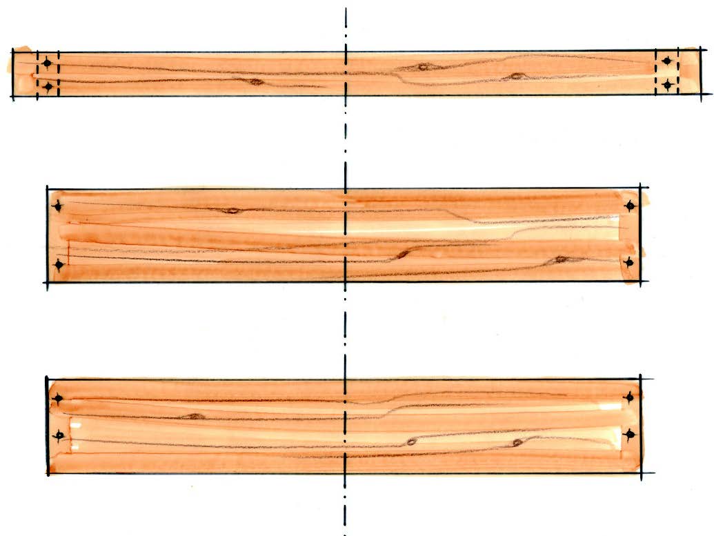 Holzbalken mit Markierungen
