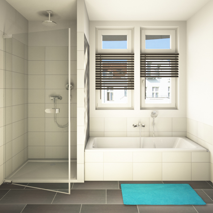 Badezimmer Dusche und Wanne