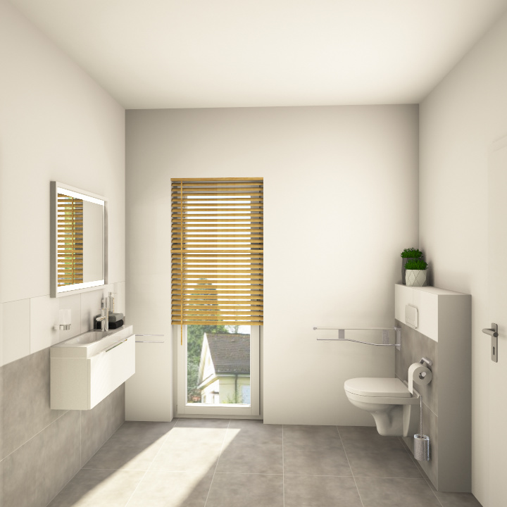 Badezimmer grau barrierefrei