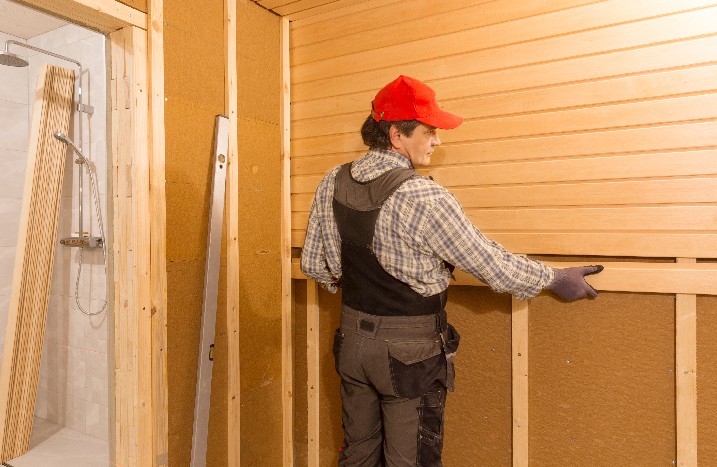 Wandaufbau einer Holzsauna